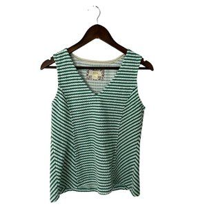 Anthropologie‎ Maeve Franconia texture v-neck green white sleeveless S